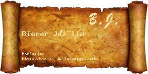 Bierer Júlia névjegykártya